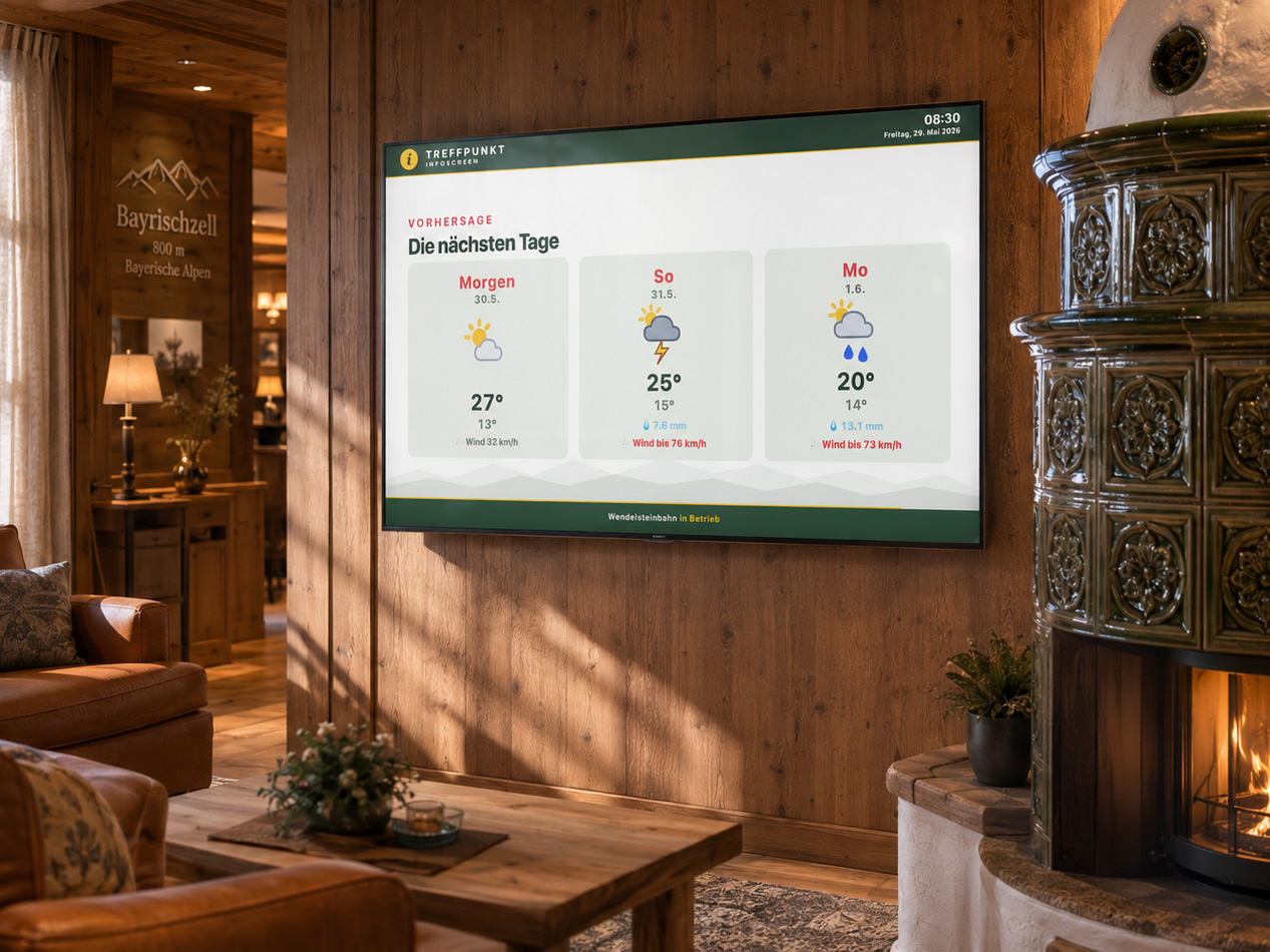 Treffpunkt Bayrischzell auf einem TV in der Hotel-Lobby